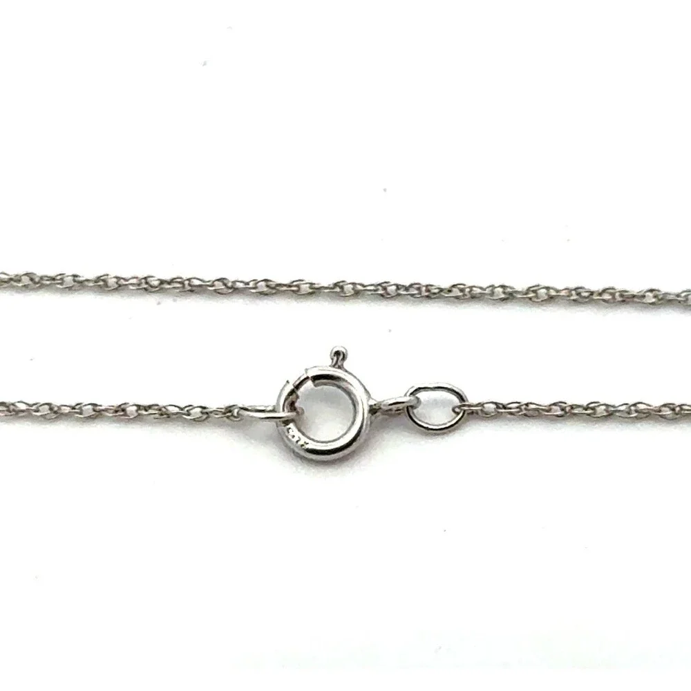 Beautiful 14K White Gold Diamond Solitaire Holy Cross Scroll Pendant Necklace - Picture 7 of 11